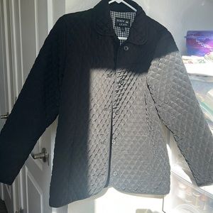 Quilted Black Tailored Button-up Jacket